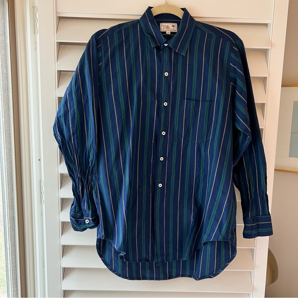 MILLE navy striped button-up